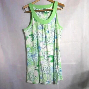 Vintage Green and White Floral knit dress Pink K brand sz L